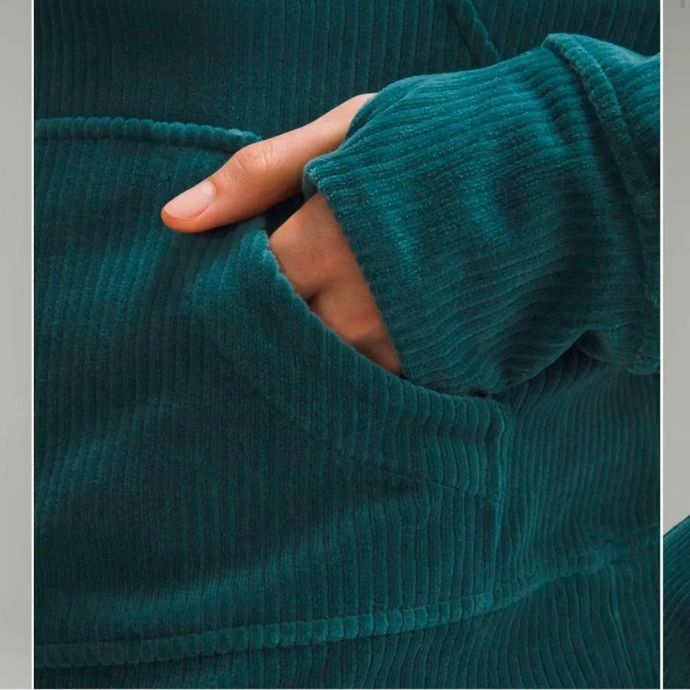NWT New LULULEMON Scuba Oversized Hoodie Velvet Cord Sweatshirt Storm Teal XS S